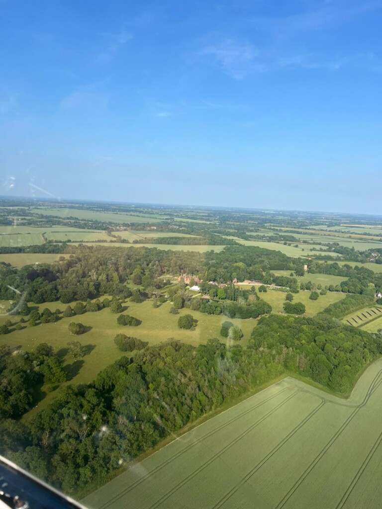 Longstowe Hall from one of the earlier flights in the evening
