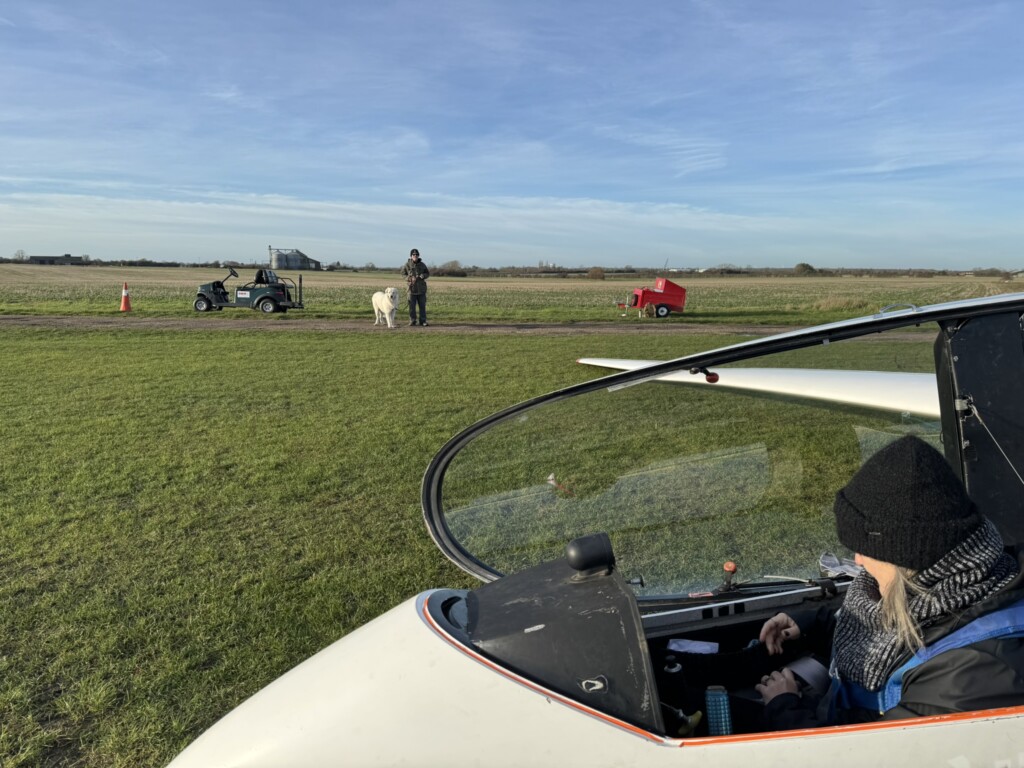 Ludo the dog and Jess in the Puchacz glider