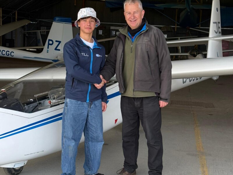 Myself and my instructor in the hangar